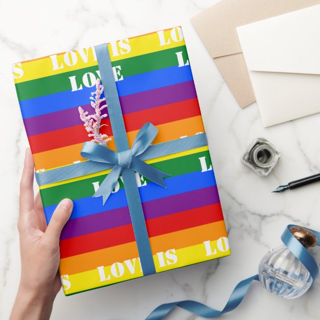 Custom Text Rainbow Flag Gay Pride LGBTQ Wrapping Paper (Gifting)