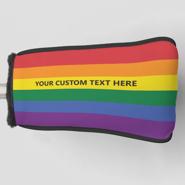 Custom Text Rainbow Flag Golf Head Cover (Front)