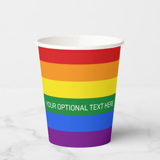 Custom text Rainbow Flag Paper Cups (Left)