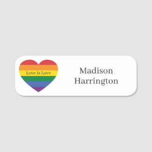 Custom Text Rainbow Heart Name Tag