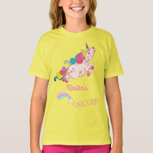 Custom Text/ Rainbow Kawaii Colourful Unicorn T-Shirt