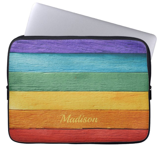 Custom Text Rainbow Laptop Sleeve (Front)