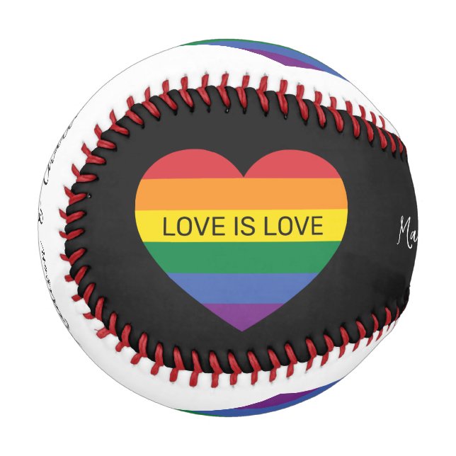 Custom Text Rainbow Love Baseball (Back Right)