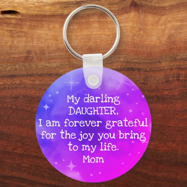 Custom Text Rainbow Ombre Galaxy Stars Nebula Cute Key Ring (Back)