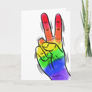 Custom text Rainbow Peace greeting card
