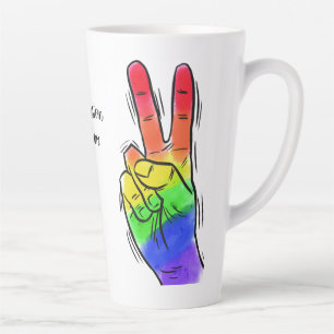 Custom text Rainbow Peace Latte Mug