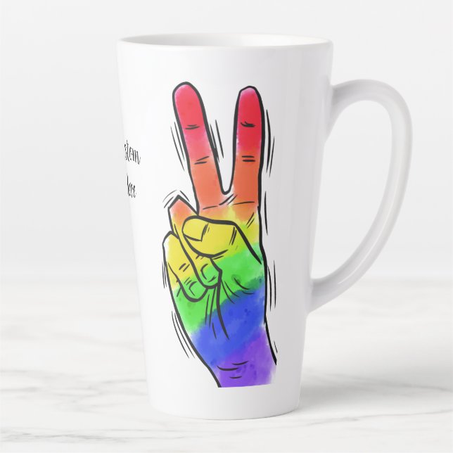 Custom text Rainbow Peace Latte Mug (Right)