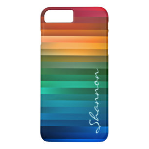 Custom Text Rainbow Stripe iPhone 7 case
