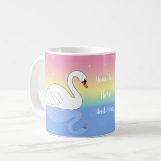 Custom Text Rainbow Swan Coffee Mug