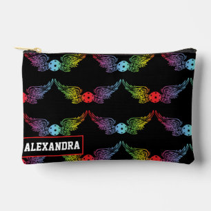 🏐 Custom text Rainbow Wings Pickleball Accessory Pouch