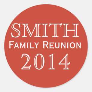 Custom Text Red Family Reunion Keepsake Classic Round Sticker