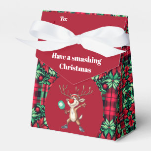 Custom text Reindeer Rally Pickleball  Favour Box