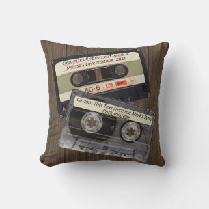 Custom Text   Retro Love Music Cassette Mixtape Cushion