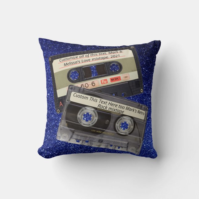 Custom Text | Retro Love Music Cassette Mixtape Cushion (Front)