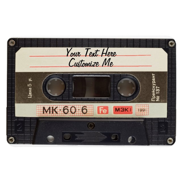 Custom Text / Retro Love Music Cassette Mixtape Magnet (Horizontal)