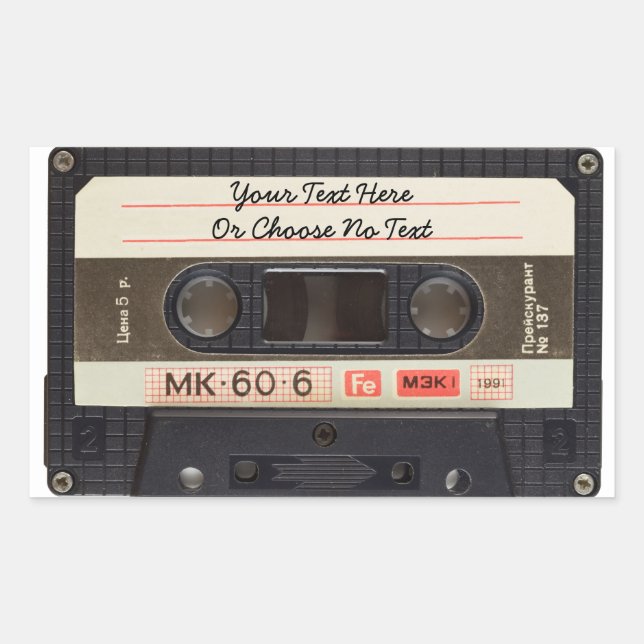 Custom Text / Retro Love Music Cassette Mixtape Rectangular Sticker (Front)