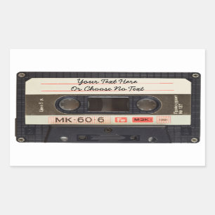 Custom Text / Retro Love Music Cassette Mixtape Rectangular Sticker