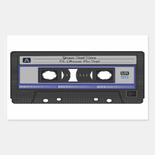 Custom Text / Retro Love Music Cassette Mixtape Rectangular Sticker