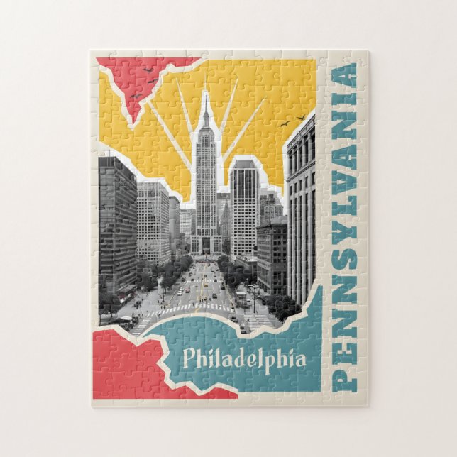 Custom Text Retro Philadelphia Jigsaw Puzzle (Vertical)