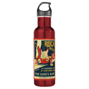 Custom text Retro Rock Music water bottles