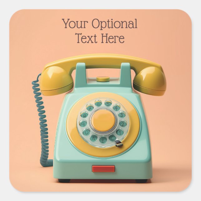 Custom Text Retro Telephone Square Sticker (Front)