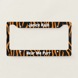 Custom Text Reverse Tiger Pattern License Plate Licence Plate Frame