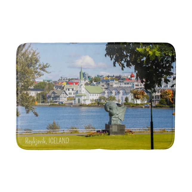 Custom Text Reykjavik, Iceland Bath Mat (Front)
