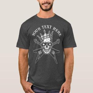Custom Text Rock & Roll Skull II Crossed Guitars T-Shirt