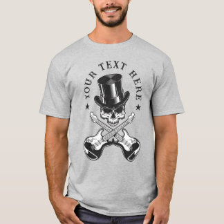 Custom Text Rock & Roll Skull with Crossed Guitars T-Shirt
