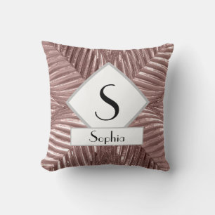 Custom Text/ Rose Gold Art Deco Metallic Elegant Cushion