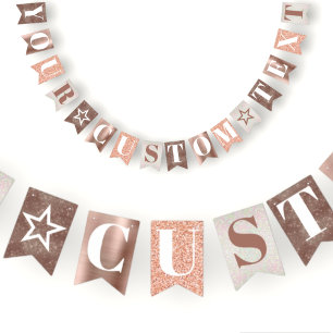 custom text rose gold birthday party or shower bunting