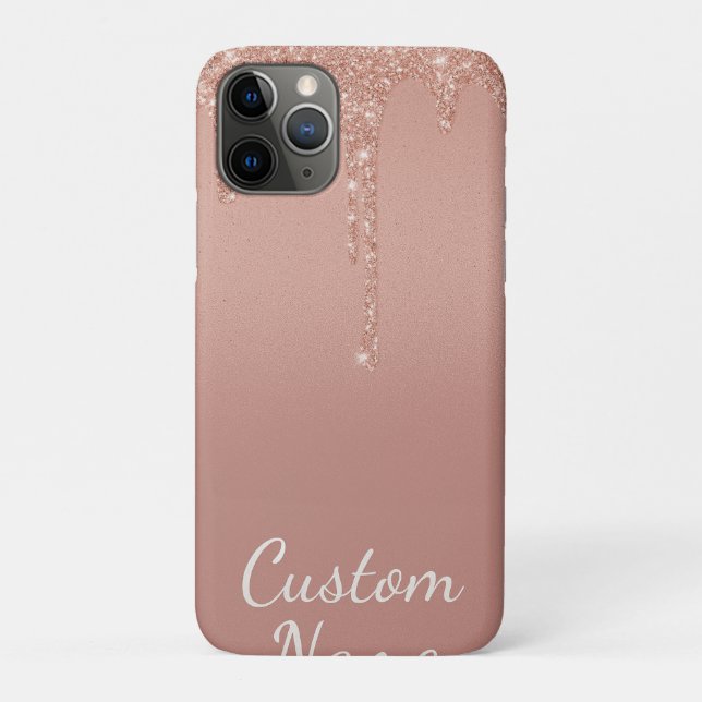  custom text rose gold blush Gliter Sparkle Case-Mate iPhone Case (Back)
