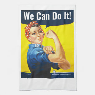 Custom text, Rosie the Riveter "We Can Do It!", Tea Towel