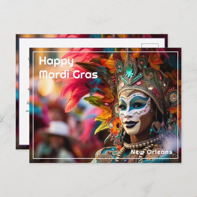 Custom Text Royal Regalia: Mardi Gras Extravaganza Postcard (Front/Back)