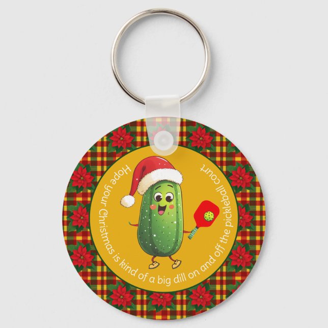Custom text Santa's Pickleball Rally Key Ring (Front)