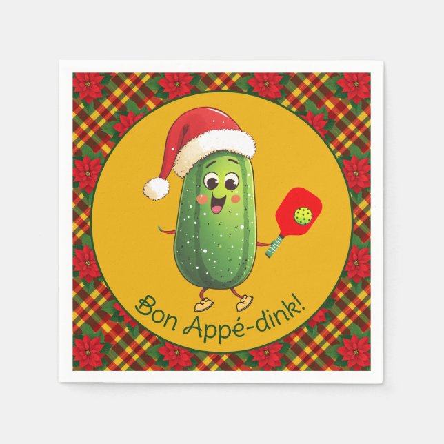 Custom text Santa's Pickleball Rally Napkin (Front)