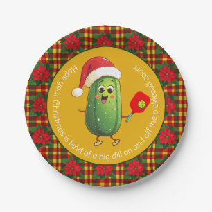 Custom text Santa's Pickleball Rally Paper Plate