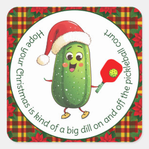 Custom text Santa's Pickleball Rally Square Sticker