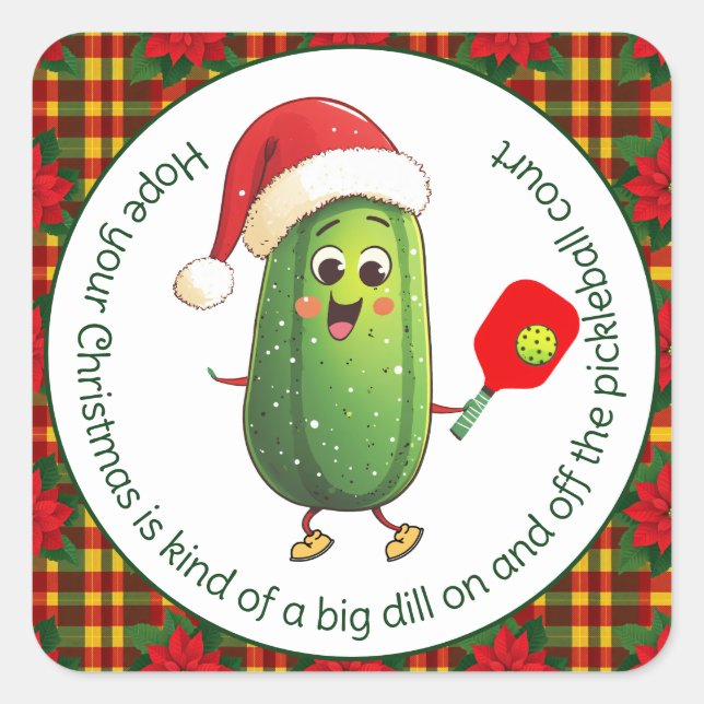 Custom text Santa's Pickleball Rally Square Sticker (Front)