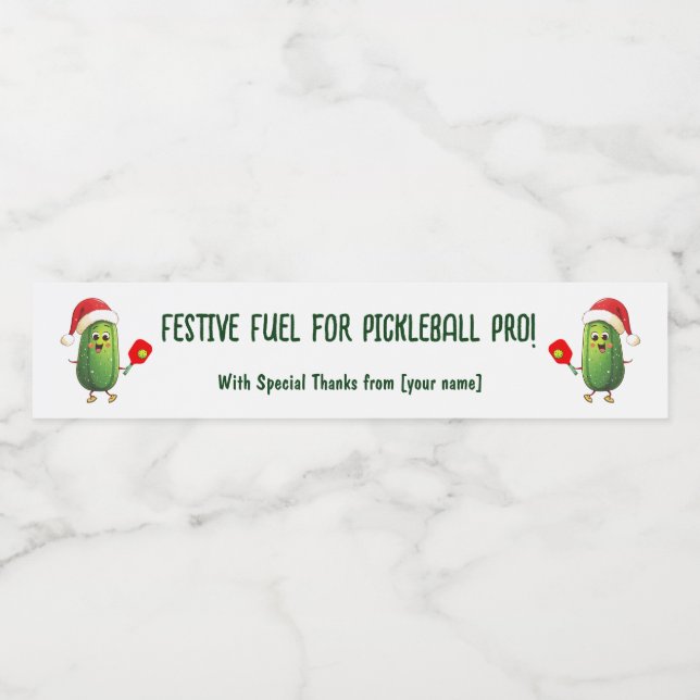 Custom text Santa's Pickleball Rally Water Bottle Label (Single Label)
