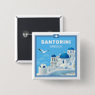 Custom Text Santorini Greece 15 Cm Square Badge