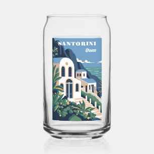 Custom Text Santorini Greece Can Glass
