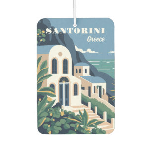 Custom Text Santorini Greece Car Air Freshener