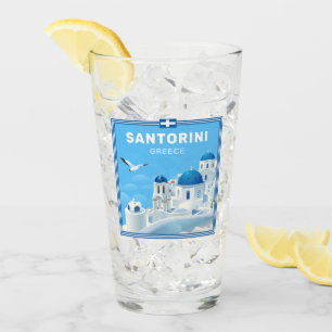 Custom Text Santorini Greece Glass