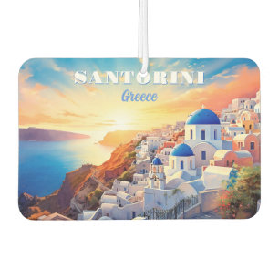 Custom Text Santorini Greece Sunset Car Air Freshener