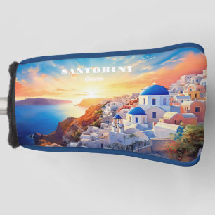 Custom Text Santorini Greece Sunset Golf Head Cover