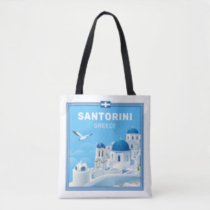 Custom Text Santorini Greece Tote Bag