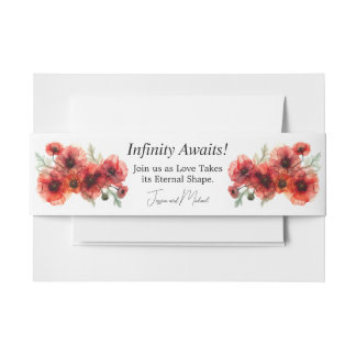 Custom text Scarlet Petal Serenade Invitation Belly Band