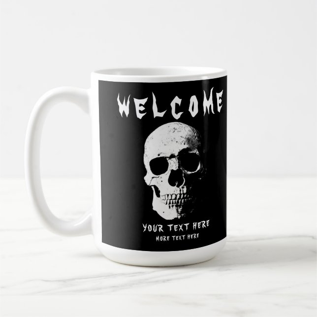 Custom Text Scary Horror Fear Halloween Welcome Coffee Mug (Left)