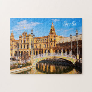 Custom text Seville Spain photo puzzles
